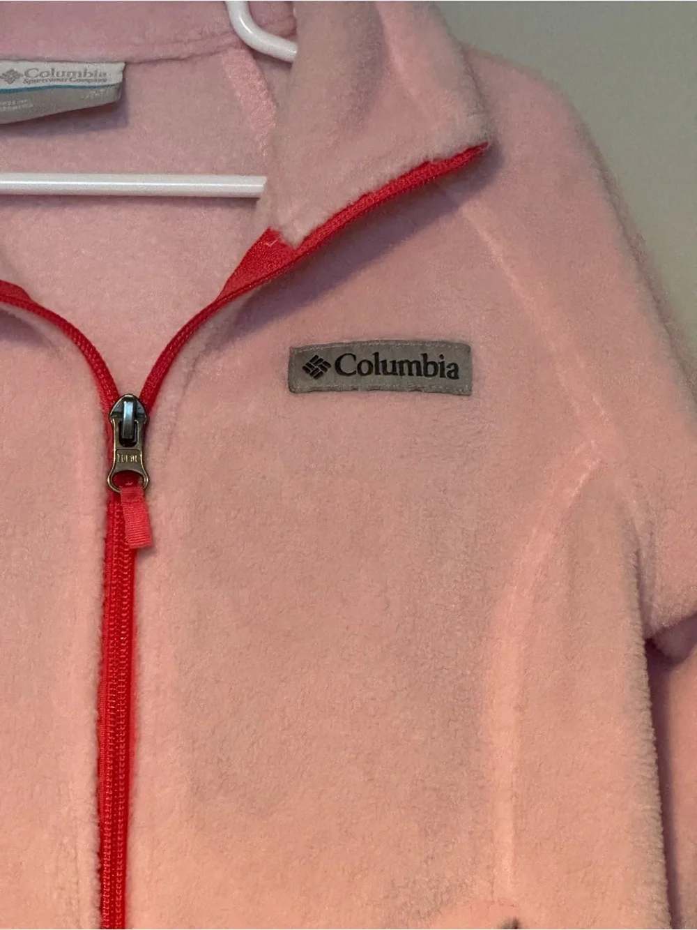 Columbia Girls Pink Fleece Zip Jacket XS 6/6X Lightweight Full Zip